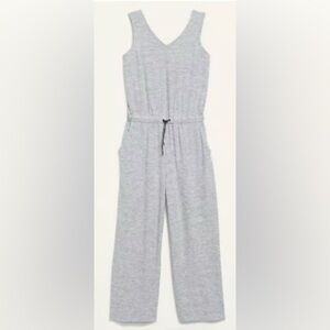 Old Navy Breathe ON V-Neck Wide-Leg Light Gray Jumpsuit size M